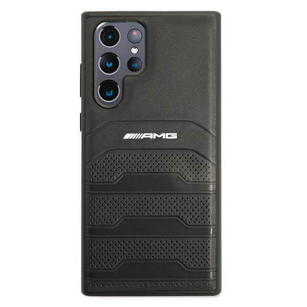 Кожен Калъф за Samsung S22 Ultra, Mercedes AMG Debossed Case, Черен (3)