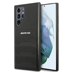 Кожен Калъф за Samsung S22 Ultra, Mercedes AMG Debossed Case, Черен
