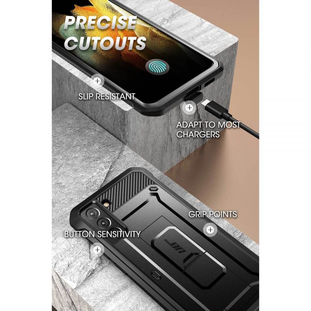 Противоударен Калъф за Samsung S21 FE, Supcase Unicorn Beetle Pro, Черен (9)