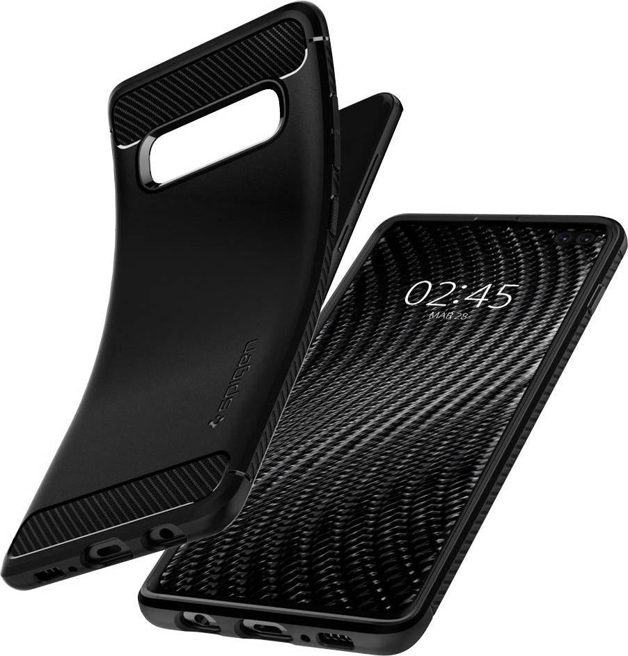 Противоударен Калъф за Samsung S10, Spigen Rugged Armor Case, Черен (2)