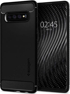 Противоударен Калъф за Samsung S10, Spigen Rugged Armor Case, Черен