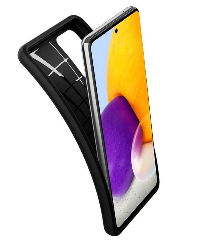 Противоударен Силиконов Калъф за Samsung A72, Spigen Core Armor Case, Черен (3)