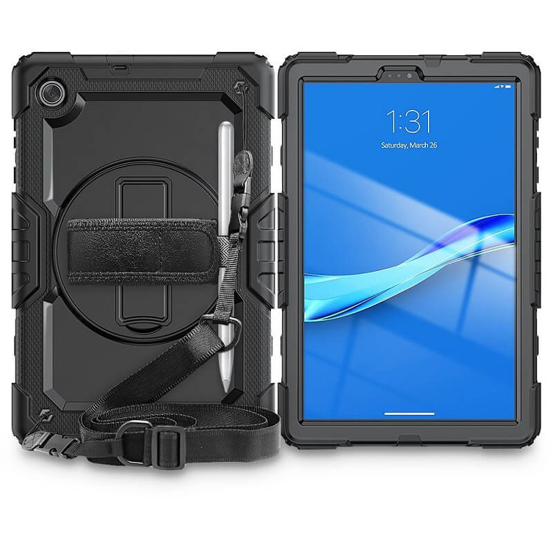 Калъф с Дръжка за Lenovo Tab M10 HD 2th 10.1, Tech-Protect Solid360 Case, Черен (2)
