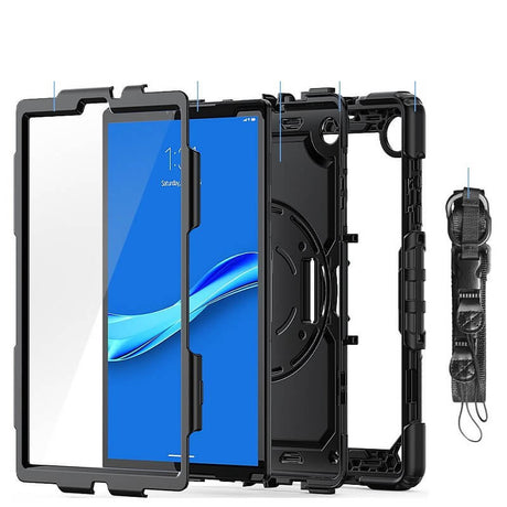 Калъф с Дръжка за Lenovo Tab M10 HD 2th 10.1, Tech-Protect Solid360 Case, Черен (3)