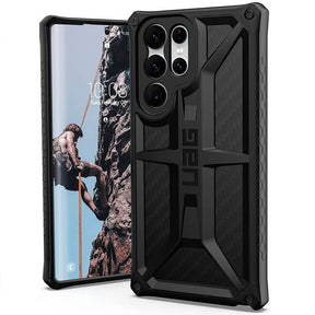Противоударен Калъф за Samsung S22 Ultra, UAG Monarch Carbon Fiber Case, Черен