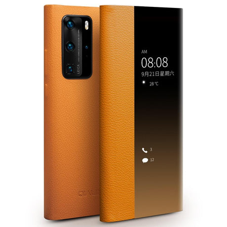 Активен Калъф за Huawei P40 Pro, Qialino Smart Book Case, Кафяв (2)