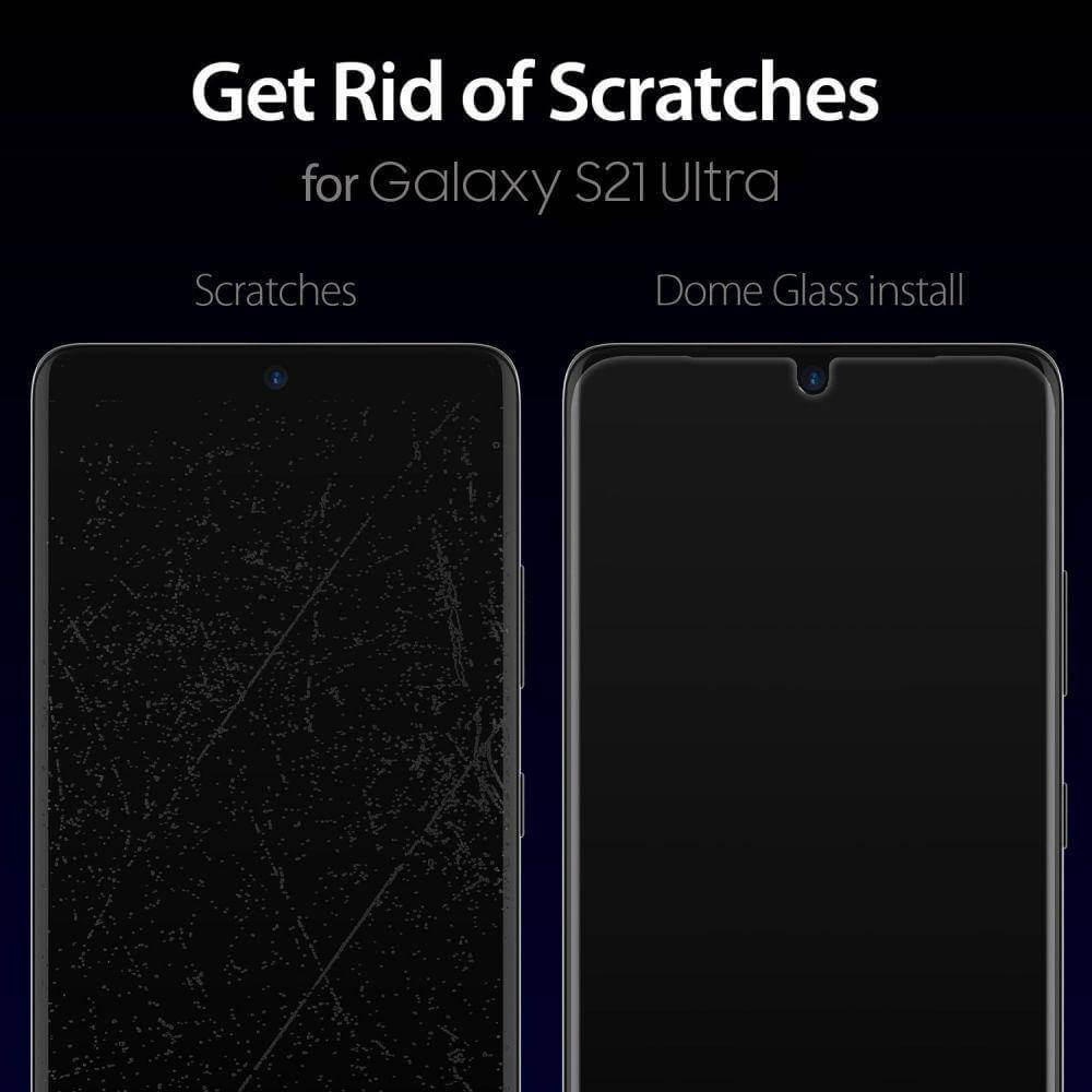 Стъклен Протектор за Samsung S21 Ultra, Whitestone Dome UV Glass x2, Прозрачен (7)