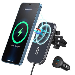 Magsafe Зарядно-Стойка за Кола за iPhone, Choetech Wireless Car Charger 15w, Черен