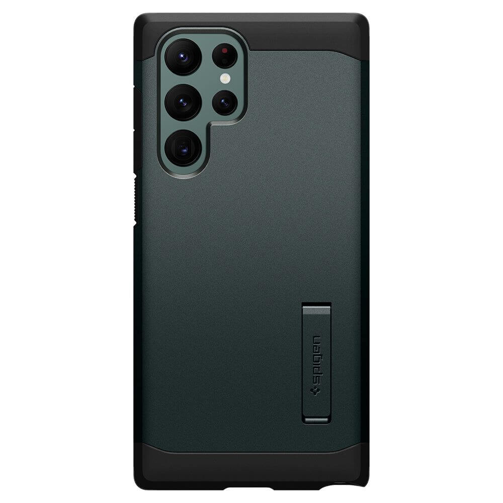 Противоударен Хибриден Калъф за Samsung S22 Ultra, Spigen Tough Armor Case, Зелен