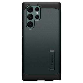 Противоударен Хибриден Калъф за Samsung S22 Ultra, Spigen Tough Armor Case, Зелен