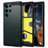 Противоударен Хибриден Калъф за Samsung S22 Ultra, Spigen Tough Armor Case, Зелен (5)