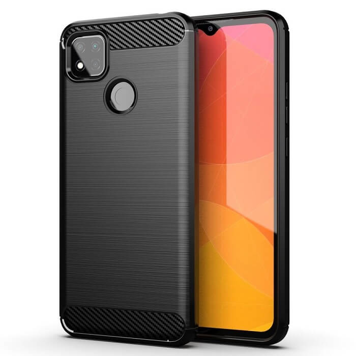 Противоударен Силиконов Калъф за Xiaomi Redmi 9C, Forcell Carbon Case, Черен