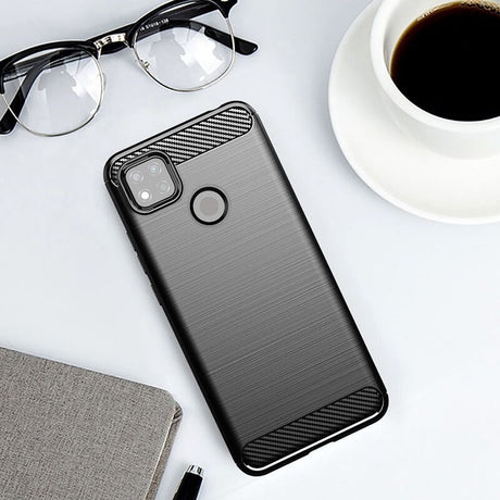 Противоударен Силиконов Калъф за Xiaomi Redmi 9C, Forcell Carbon Case, Черен (4)