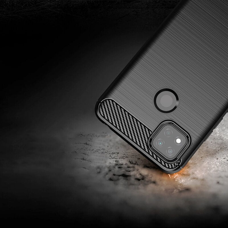 Противоударен Силиконов Калъф за Xiaomi Redmi 9C, Forcell Carbon Case, Черен (3)