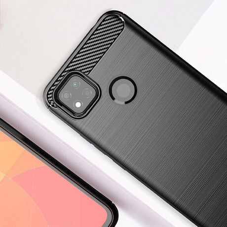 Противоударен Силиконов Калъф за Xiaomi Redmi 9C, Forcell Carbon Case, Черен (2)