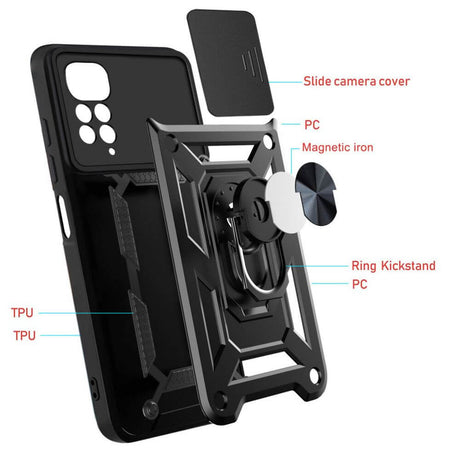Калъф с Предпазител за Камера за Xiaomi Redmi Note 11 Pro, Tech-Protect Kickstand Pro Case, Черен (6)