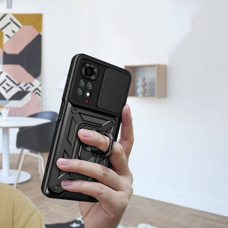Калъф с Предпазител за Камера за Xiaomi Redmi Note 11, Tech-Protect Kickstand Pro Case, Черен (5)