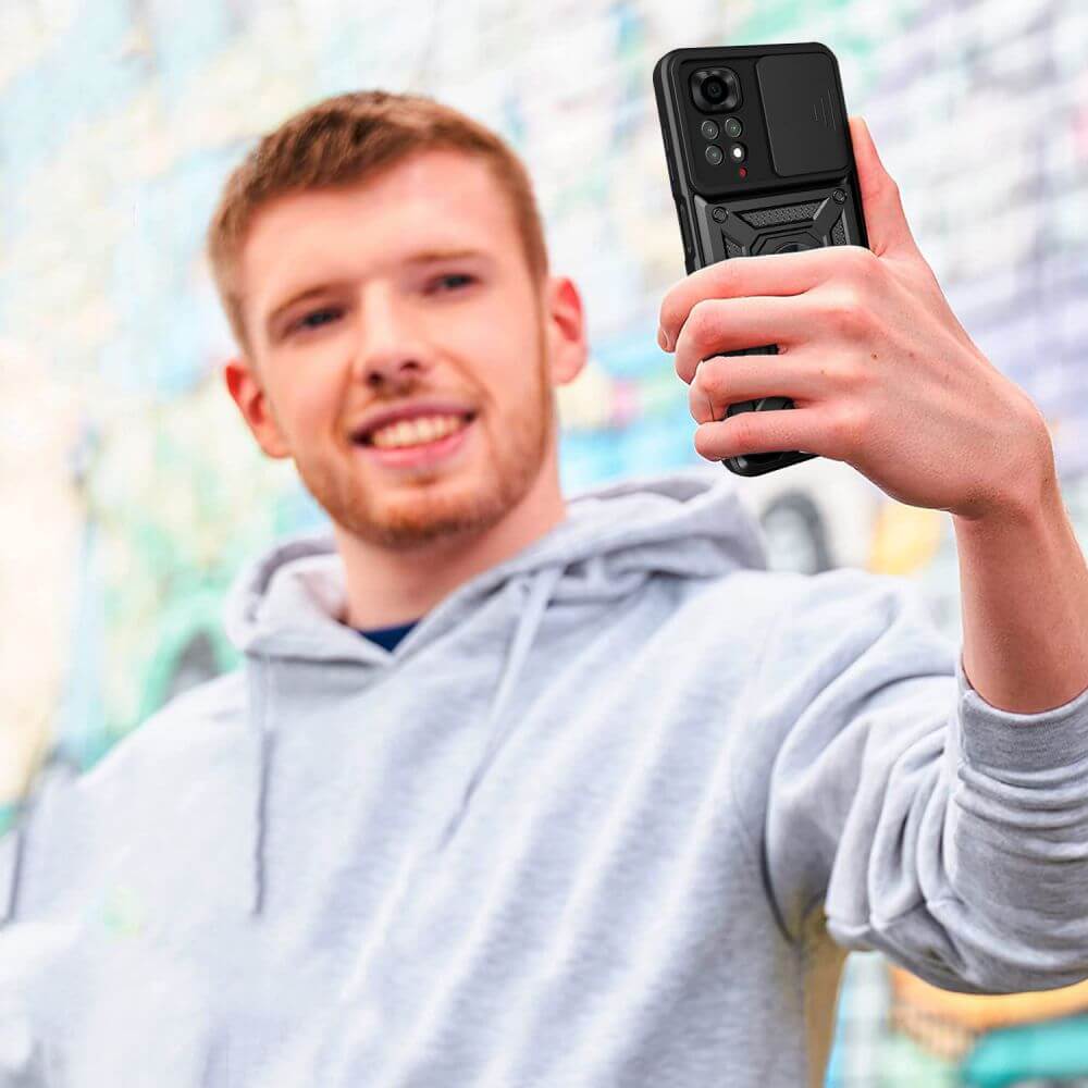 Калъф с Предпазител за Камера за Xiaomi Redmi Note 11, Tech-Protect Kickstand Pro Case, Черен (4)