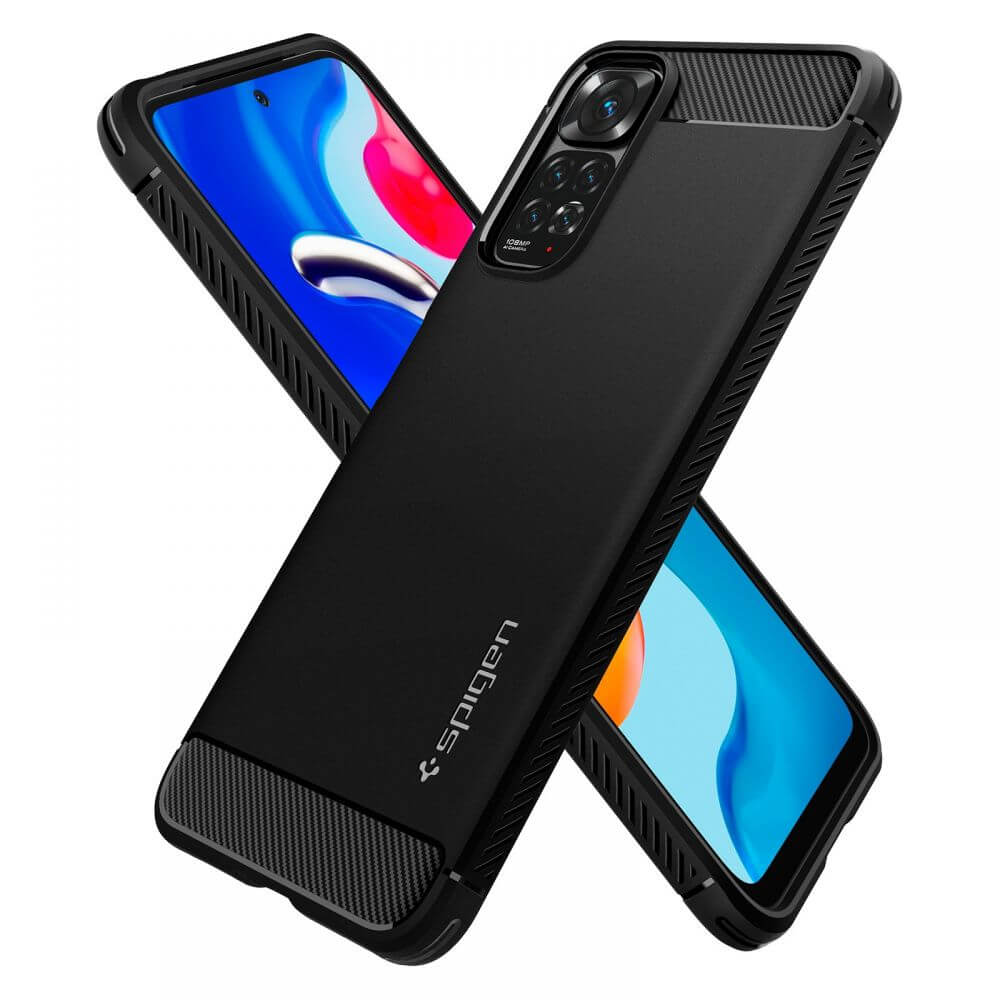 Противоударен Калъф за Xiaomi Redmi Note 11, Spigen Rugged Armor Case, Черен (5)