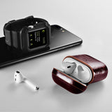 Кожен Калъф за Apple Airpods 2, iCarer Oil Wax Leather Case, Кафяв (6)