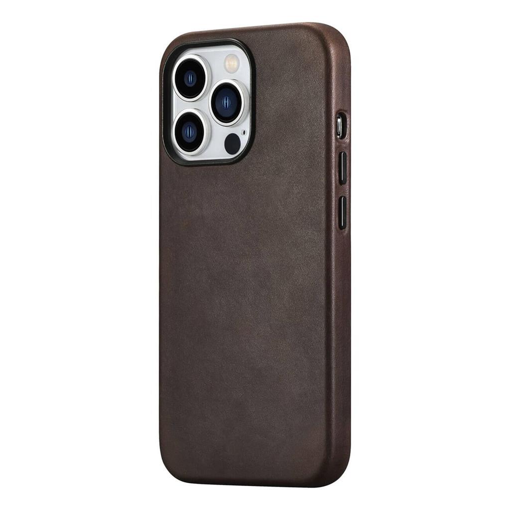 Magsafe Калъф от Естествена Кожа за iPhone 13 Pro, iCarer CH Leather Case, Кафяв (2)