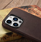 Magsafe Калъф от Естествена Кожа за iPhone 13 Pro, iCarer CH Leather Case, Кафяв (6)
