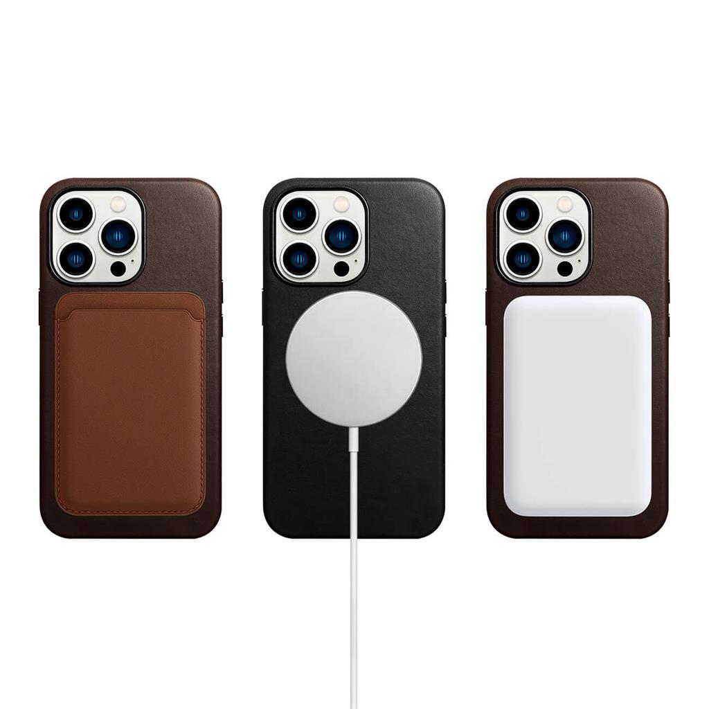 Magsafe Калъф от Естествена Кожа за iPhone 13 Pro, iCarer CH Leather Case, Кафяв (8)