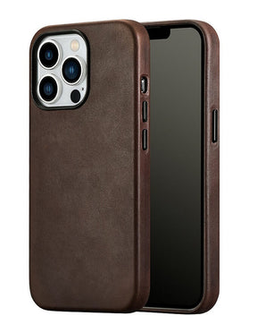 Magsafe Калъф от Естествена Кожа за iPhone 13 Pro, iCarer CH Leather Case, Кафяв