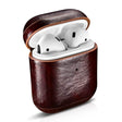 Кожен Калъф за Apple Airpods 2, iCarer Oil Wax Leather Case, Кафяв