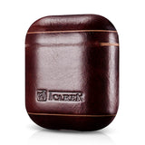 Кожен Калъф за Apple Airpods 2, iCarer Oil Wax Leather Case, Кафяв (2)
