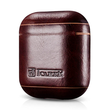 Кожен Калъф за Apple Airpods 2, iCarer Oil Wax Leather Case, Кафяв (2)