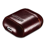 Кожен Калъф за Apple Airpods 2, iCarer Oil Wax Leather Case, Кафяв (5)