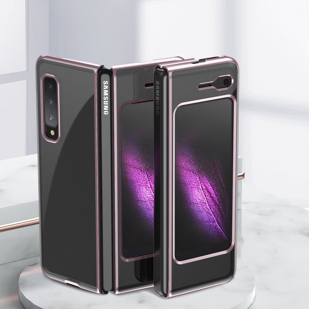 Поликарбонатен Калъф за Samsung Galaxy Z Fold 1, Electroplating Frame Case, Розов (2)