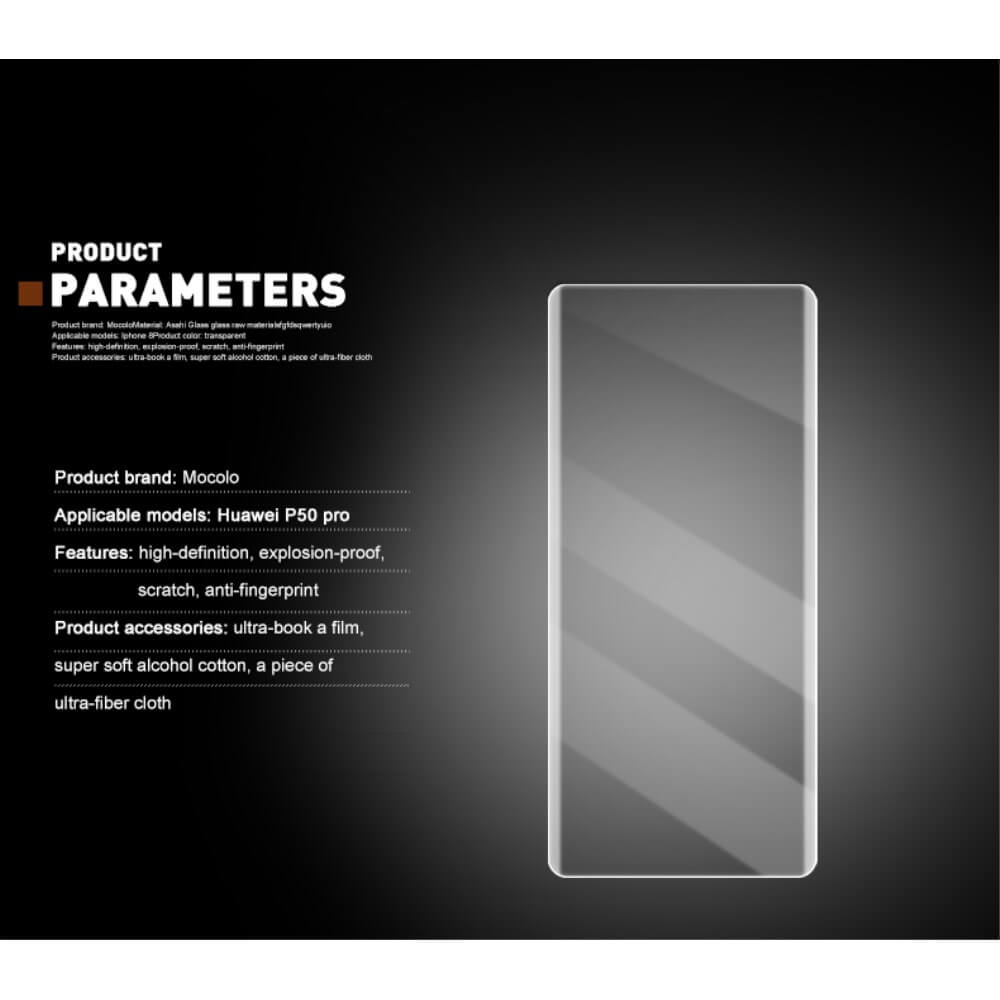 Стъклен Протектор с UV лепило за Huawei P50 Pro, Mocolo UV 5D Glass, Прозрачен (7)