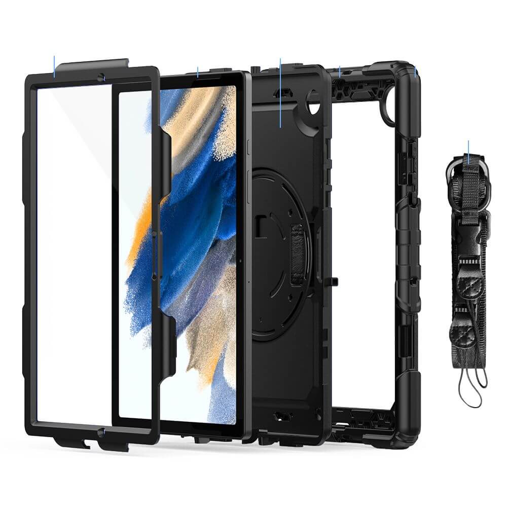 Калъф с Дръжка за Samsung Tab A8 10.5, Tech-Protect Solid360 Case, Черен (2)