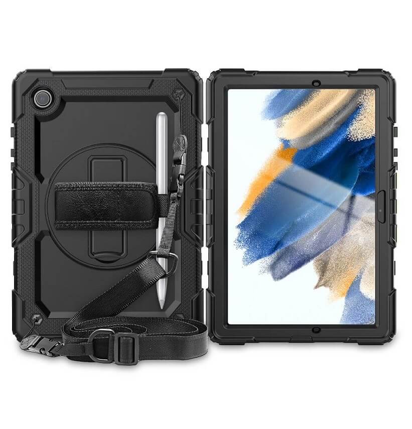 Калъф с Дръжка за Samsung Tab A8 10.5, Tech-Protect Solid360 Case, Черен