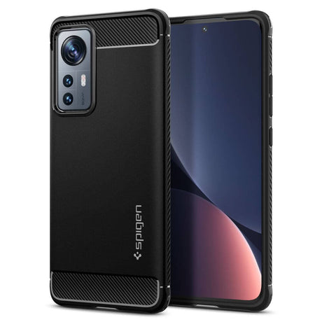 Противоударен Калъф за Xiaomi 12-12X, Spigen Rugged Armor Case, Черен