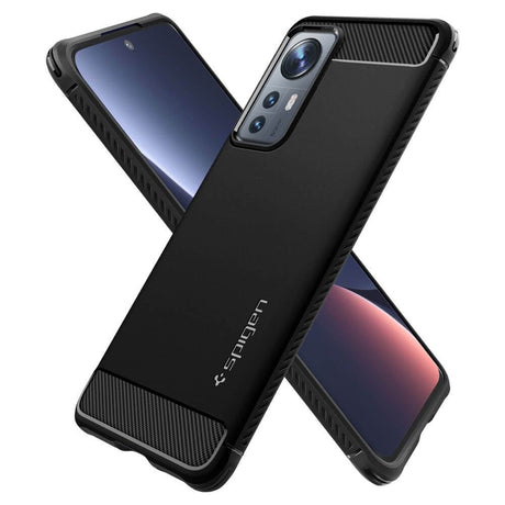 Противоударен Калъф за Xiaomi 12-12X, Spigen Rugged Armor Case, Черен (4)