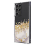 Противоударен Блестящ Калъф за Samsung S22 Ultra, Case mate Karat Marble, Златист (5)