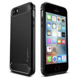 Противоударен Калъф за iPhone SE-5S-5, Spigen Rugged Armor Case, Черен (3)