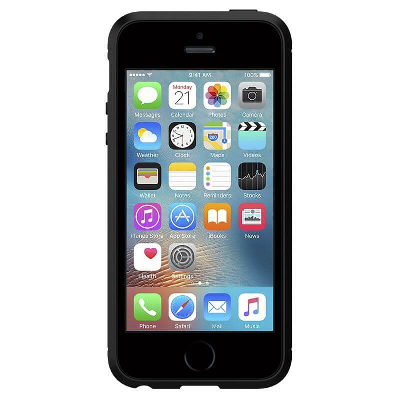 Противоударен Калъф за iPhone SE-5S-5, Spigen Rugged Armor Case, Черен (6)