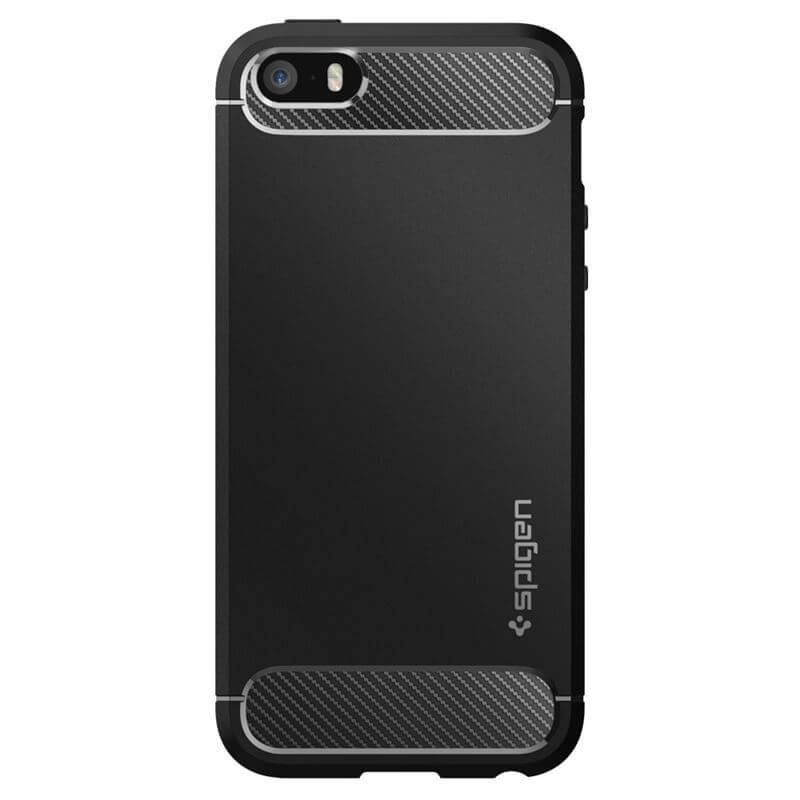 Противоударен Калъф за iPhone SE-5S-5, Spigen Rugged Armor Case, Черен