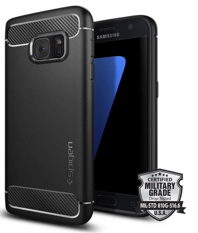 Противоударен Калъф за Samsung S7, Spigen Rugged Armor Case, Черен (7)