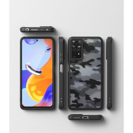 Противоударен Калъф за Xiaomi Redmi Note 11 Pro, Ringke Fusion Matte Camo, Черен (7)