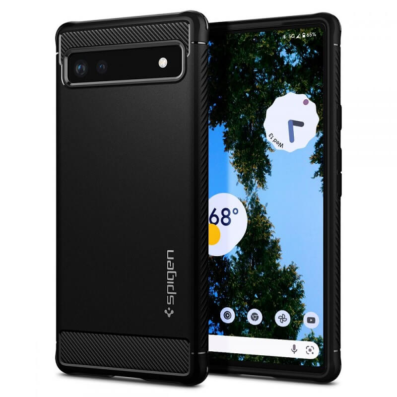 Противоударен Калъф за Google Pixel 6A, Spigen Rugged Armor Case, Черен