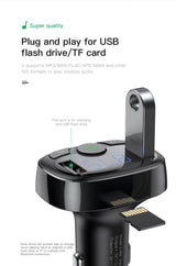 Безжичен Трансмитер за Кола, Baseus FM Bluetooth 3.4А Charge, Черен (2)