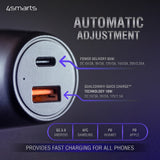 Бързо Зарядно за Кола USB-C, 4Smarts 12V 65W+18W, Черен (3)