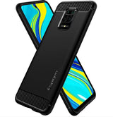 Противоударен Силиконов Калъф за Xiaomi Redmi Note 9 Pro/9S, Spigen Rugged Armor Case, Черен (2)
