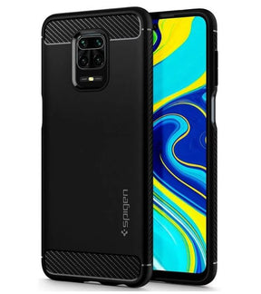Противоударен Силиконов Калъф за Xiaomi Redmi Note 9 Pro/9S, Spigen Rugged Armor Case, Черен