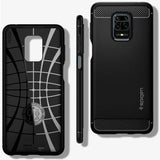 Противоударен Силиконов Калъф за Xiaomi Redmi Note 9 Pro/9S, Spigen Rugged Armor Case, Черен (3)